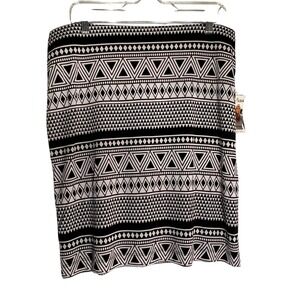 Karen Kane Geo Pencil Skirt Black White Geometric Print Womens Size L